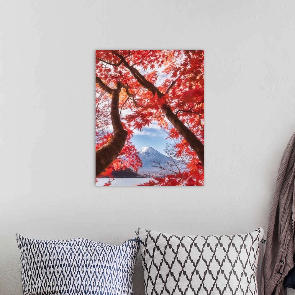 A bohemian room featuring Mt. Fuji In The Autumn Leaves