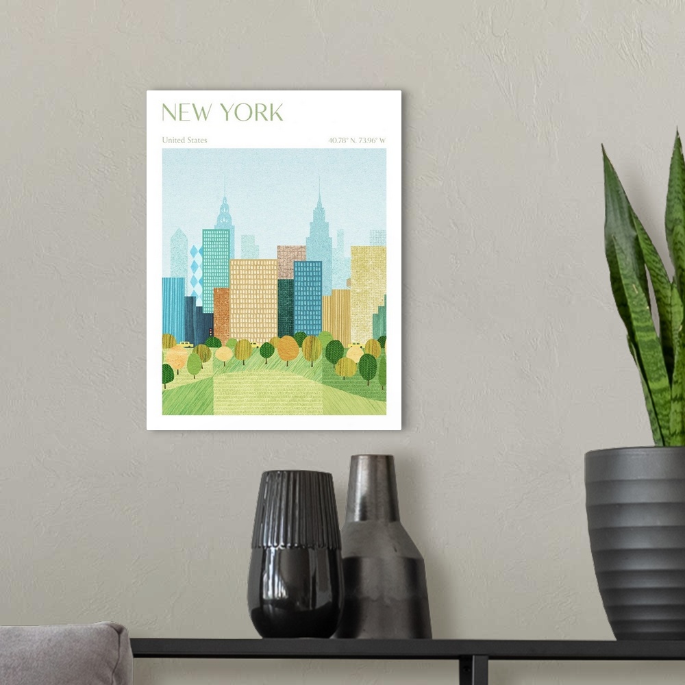 A modern room featuring New York, Central Park