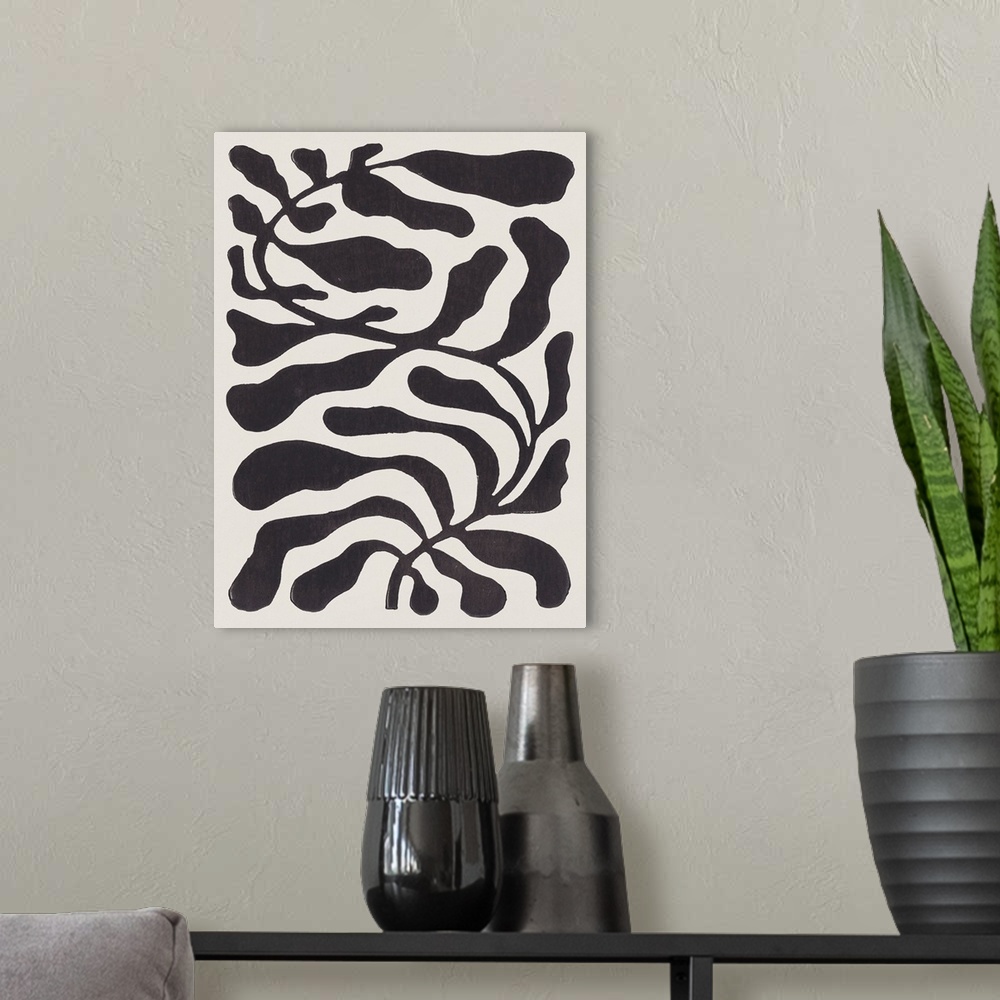 A modern room featuring One Hundred-Leaved Plant #21 / Lino Print