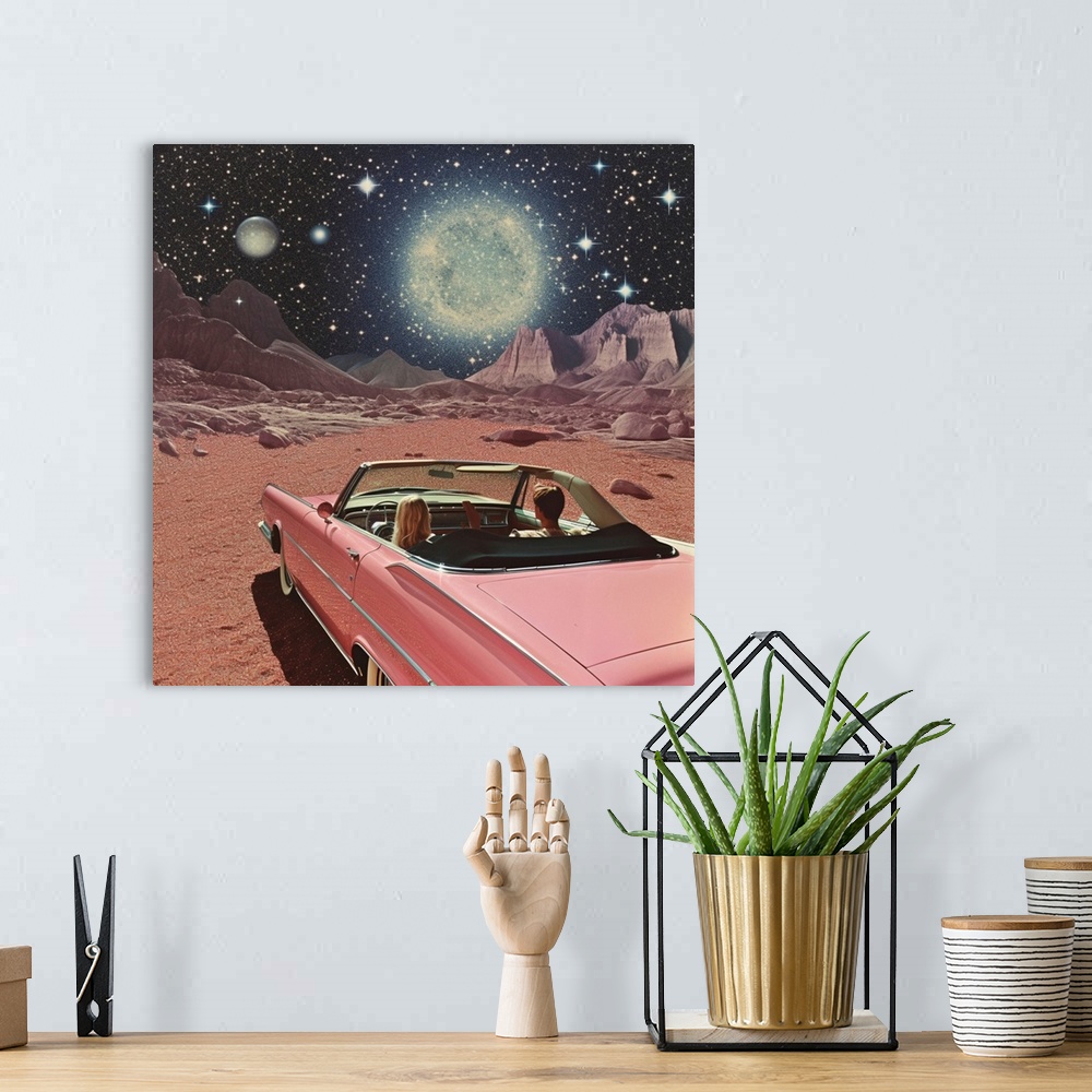A bohemian room featuring Pink Vintage Car In Space 2