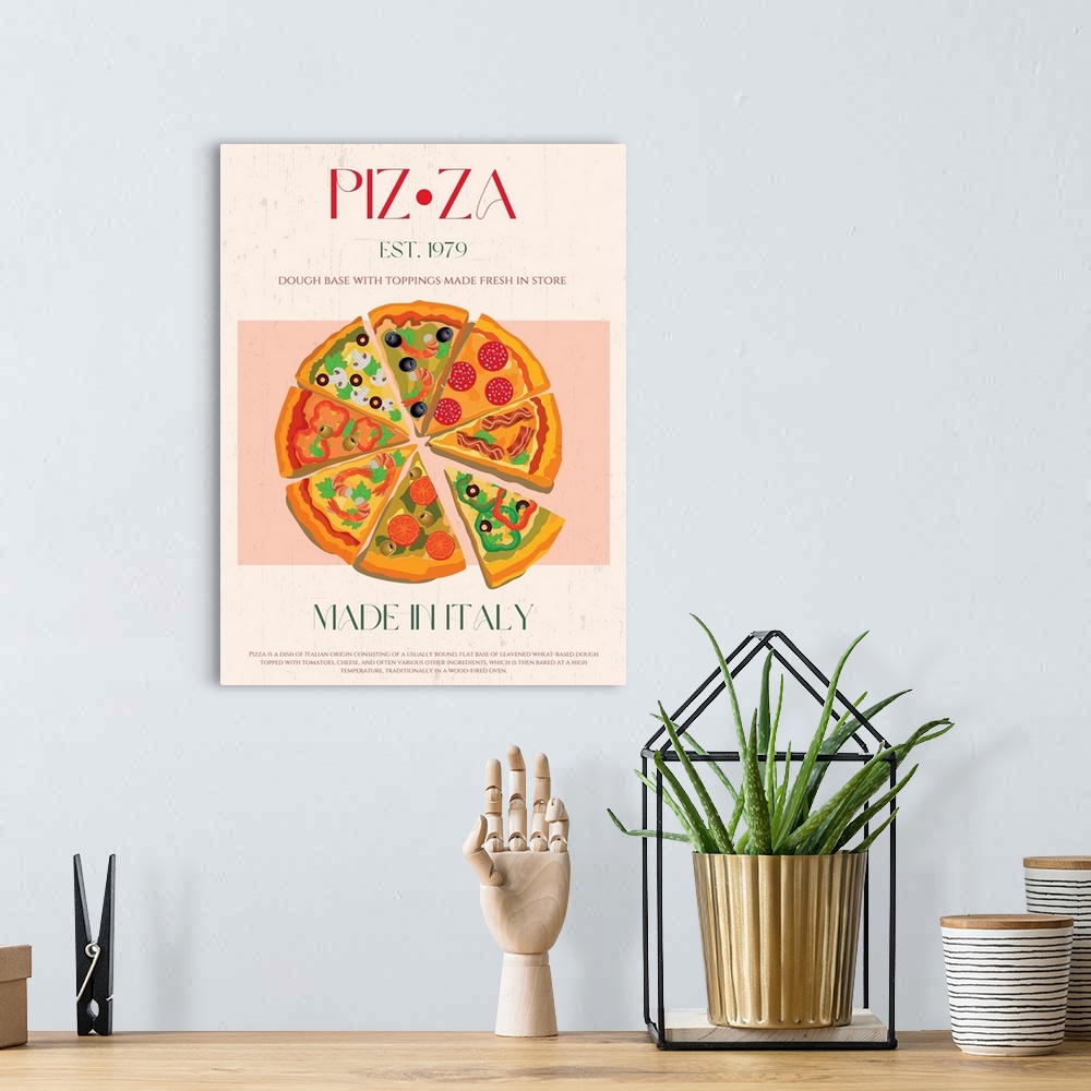 A bohemian room featuring Pizza