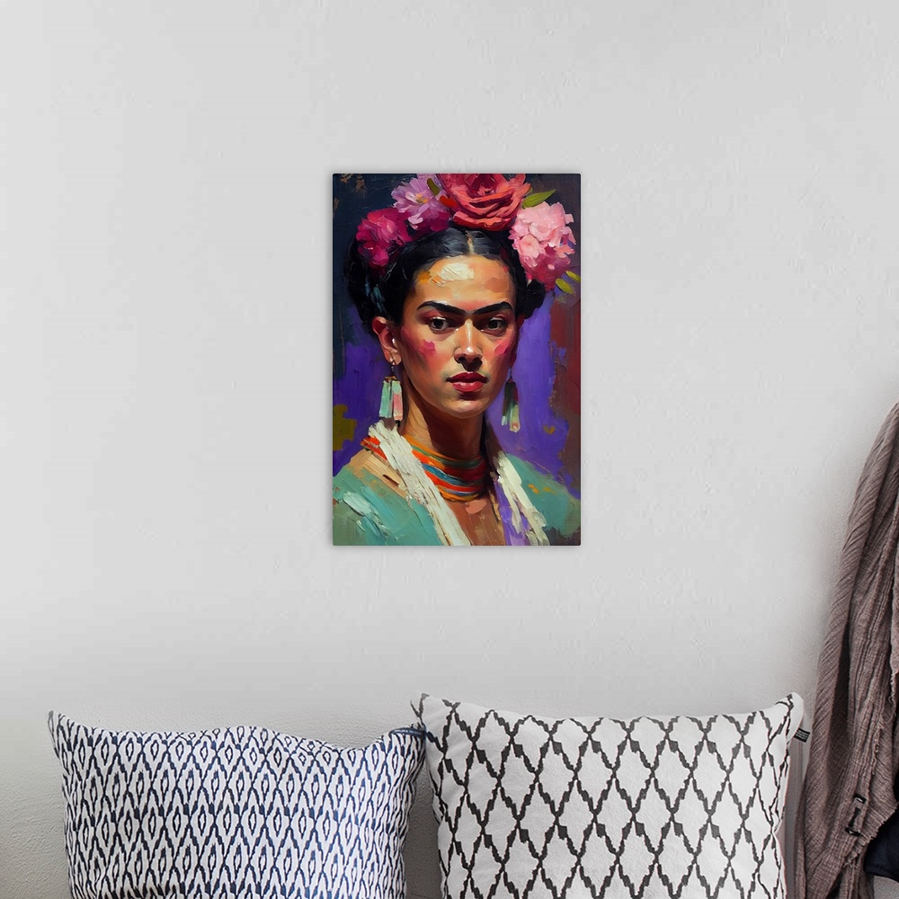 A bohemian room featuring Portrait Of Frida