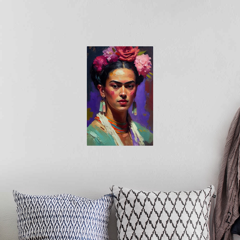 A bohemian room featuring Portrait Of Frida