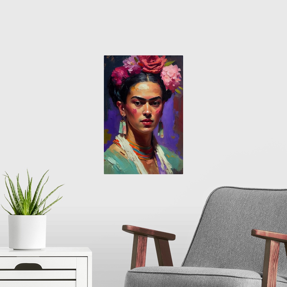 A modern room featuring Portrait Of Frida