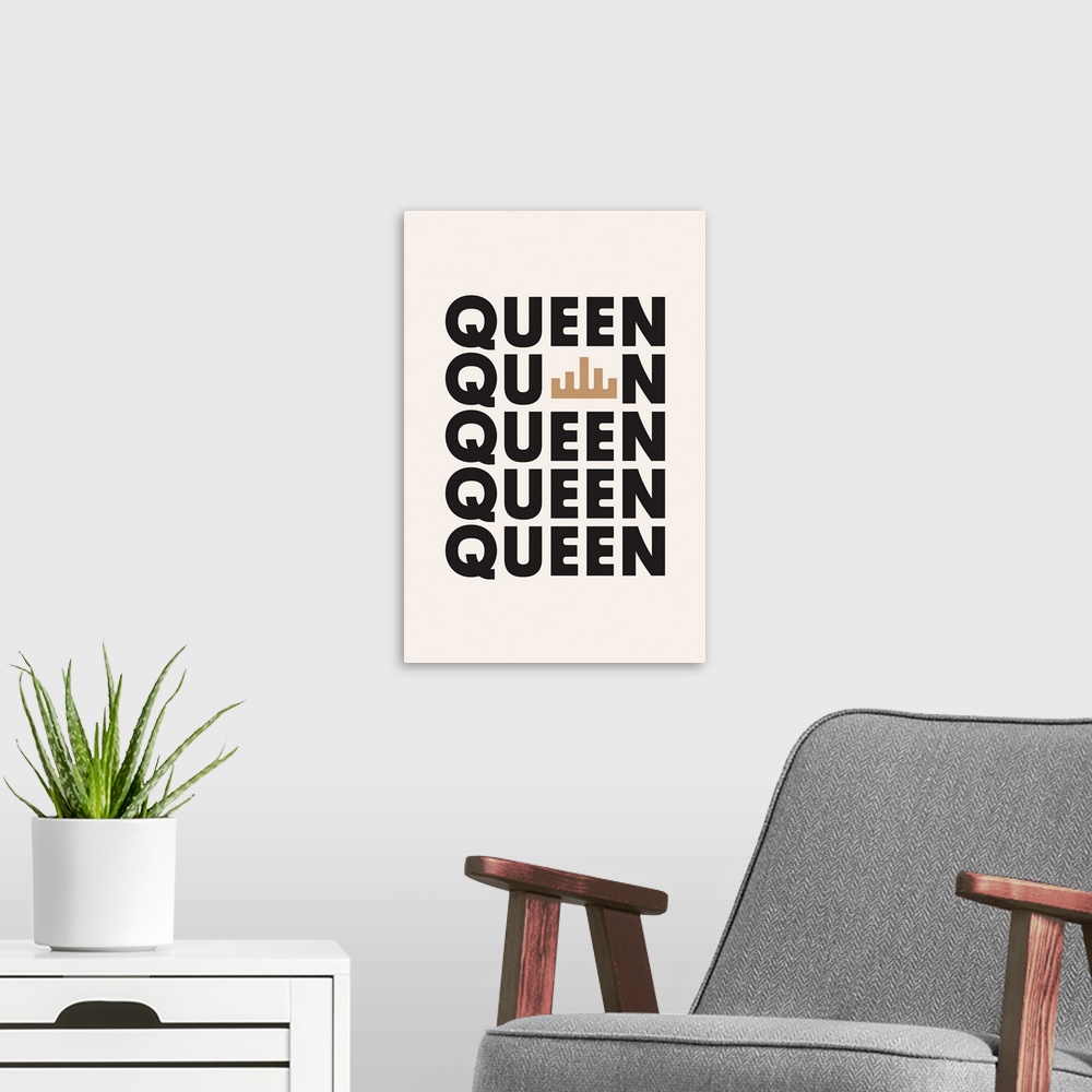 A modern room featuring Queen