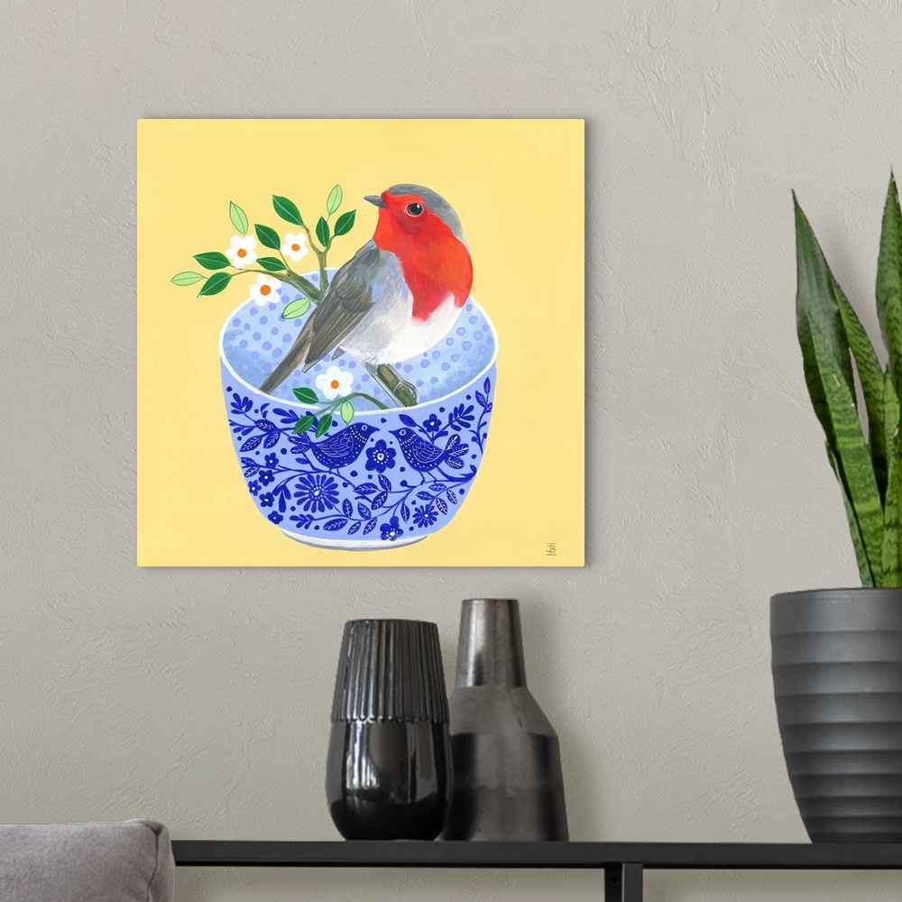 A modern room featuring Robin And Blue Bowl