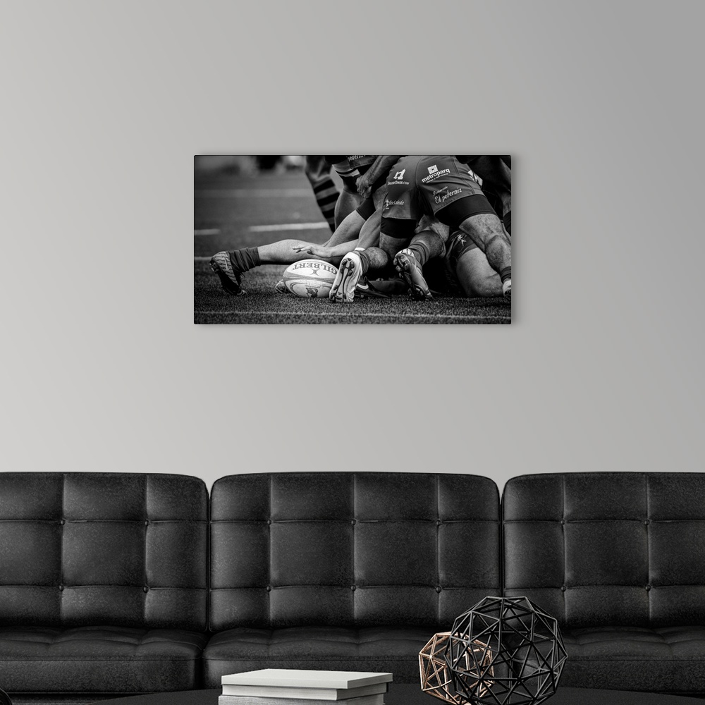 A modern room featuring Rugby