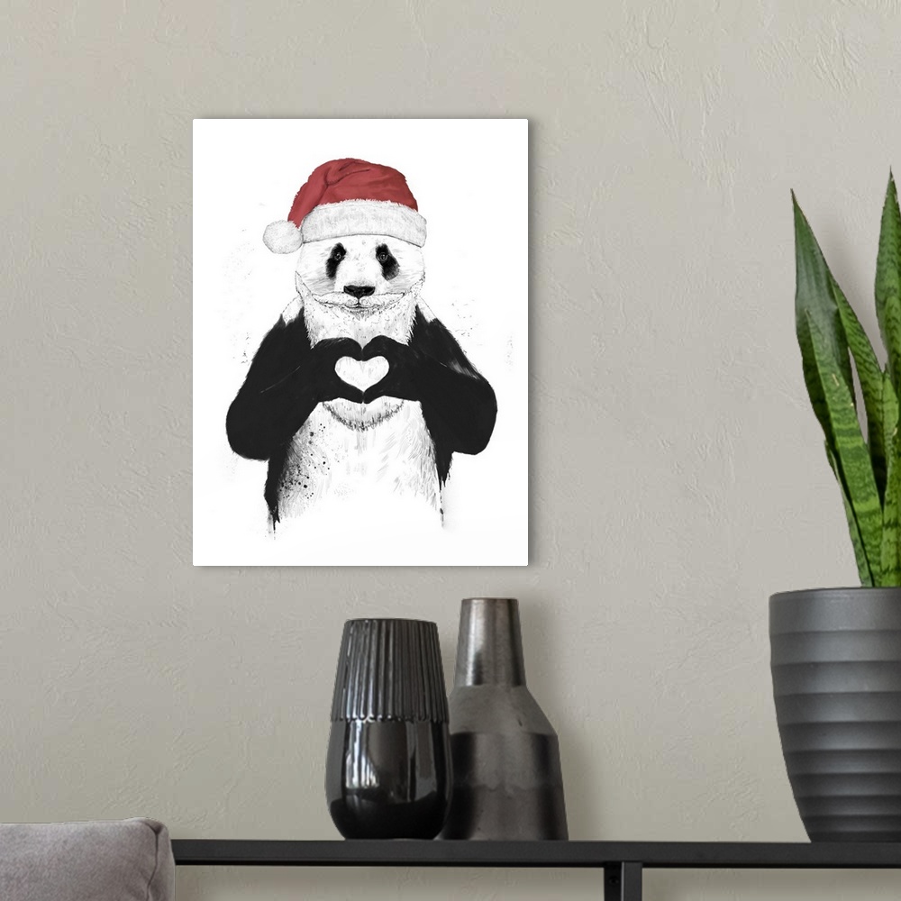 A modern room featuring Santa Panda