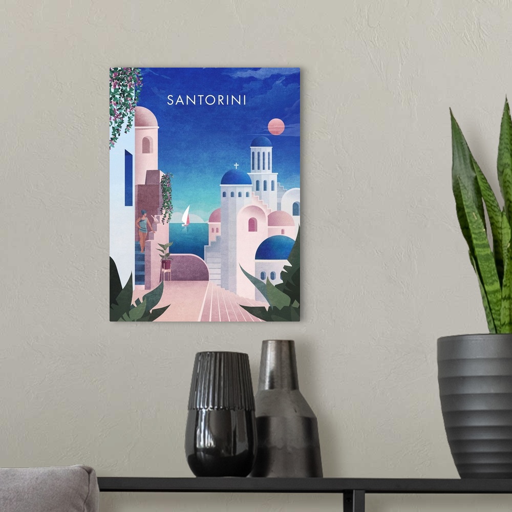 A modern room featuring Santorini