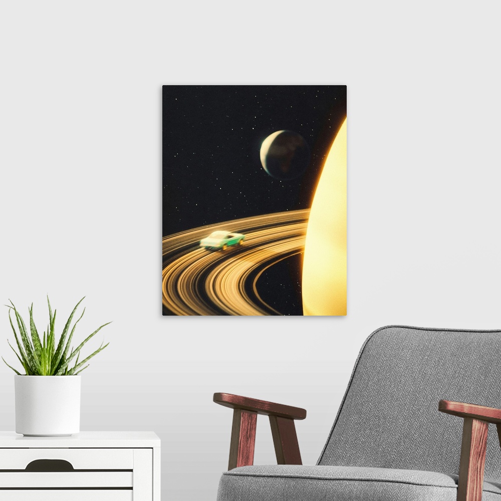 A modern room featuring Saturn Highway