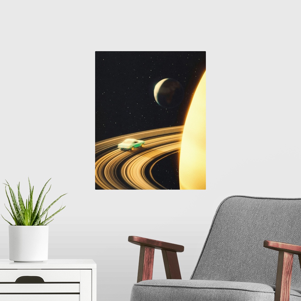 A modern room featuring Saturn Highway