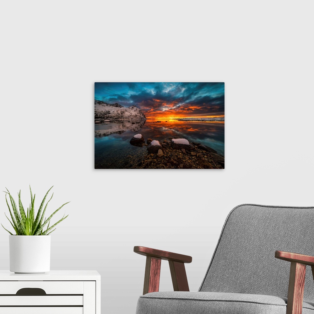 A modern room featuring Sky On Fire