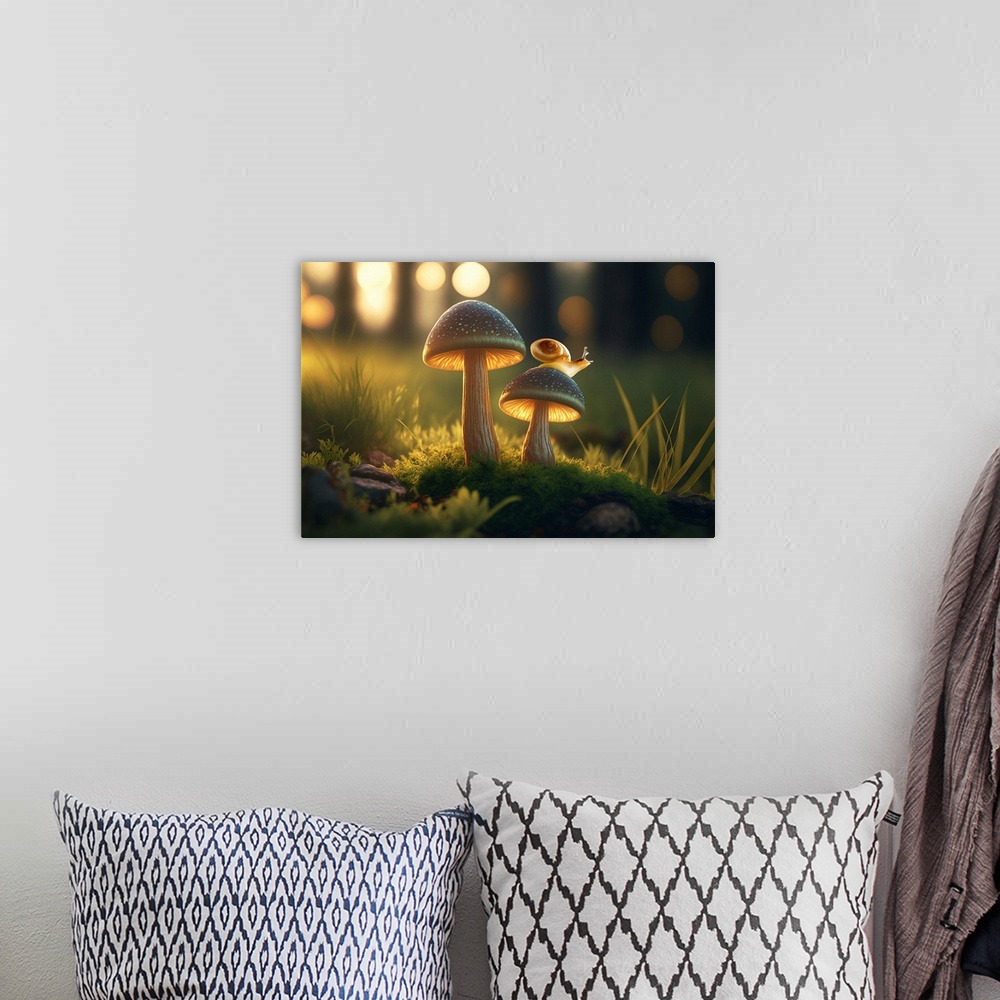 A bohemian room featuring Snail With Mushroom