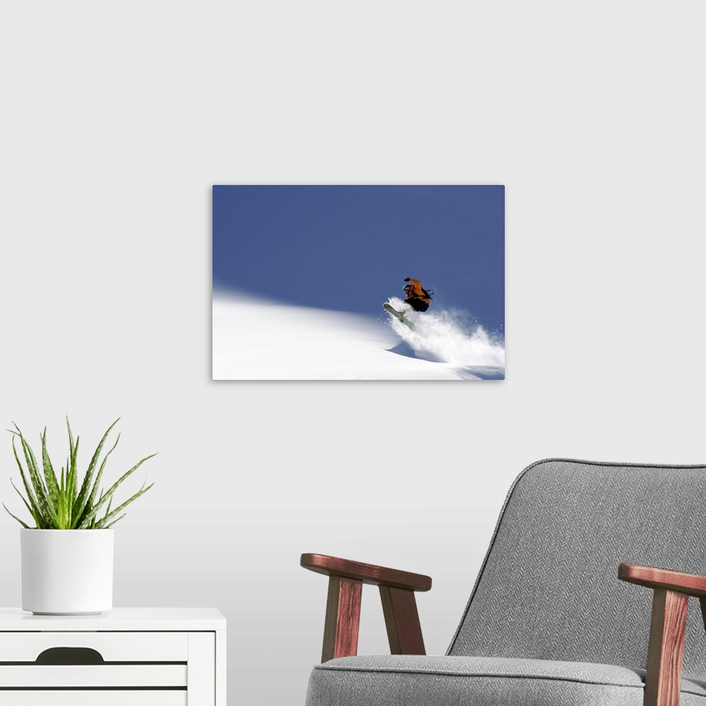A modern room featuring Snowboarder