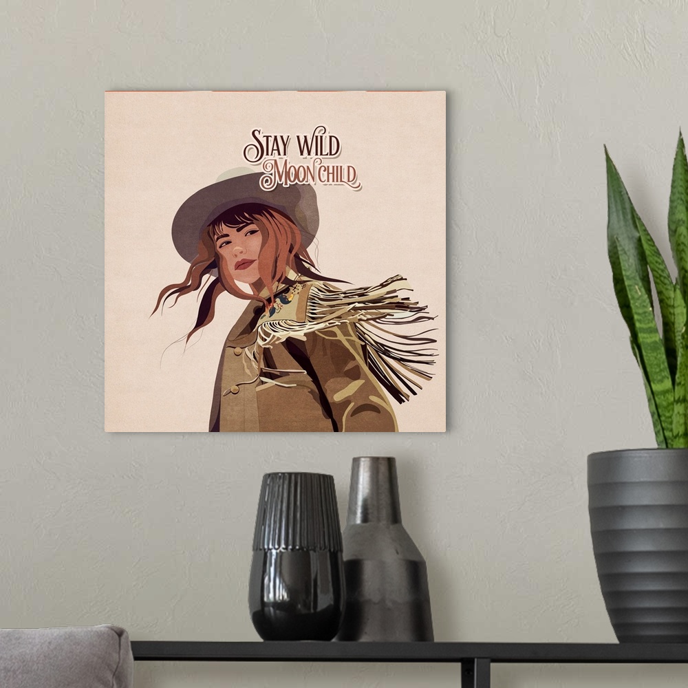 A modern room featuring Stay Wild, Moonchild