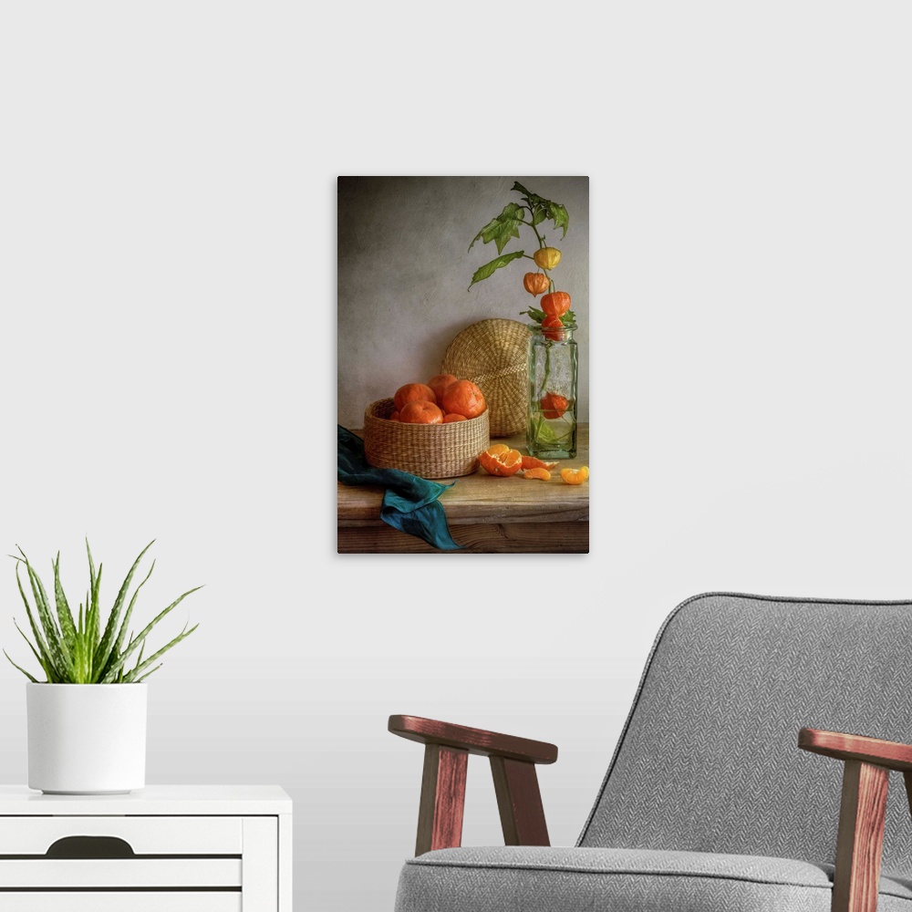 A modern room featuring Still Life With Clementines