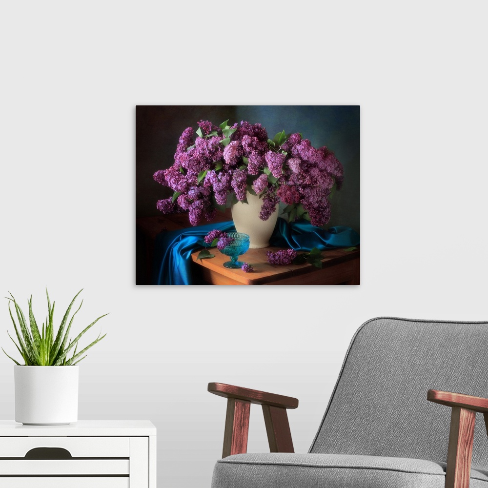 A modern room featuring Still Life With Fragrant Lilac