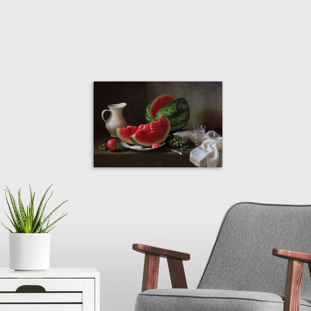 A modern room featuring Still Life With Watermelon