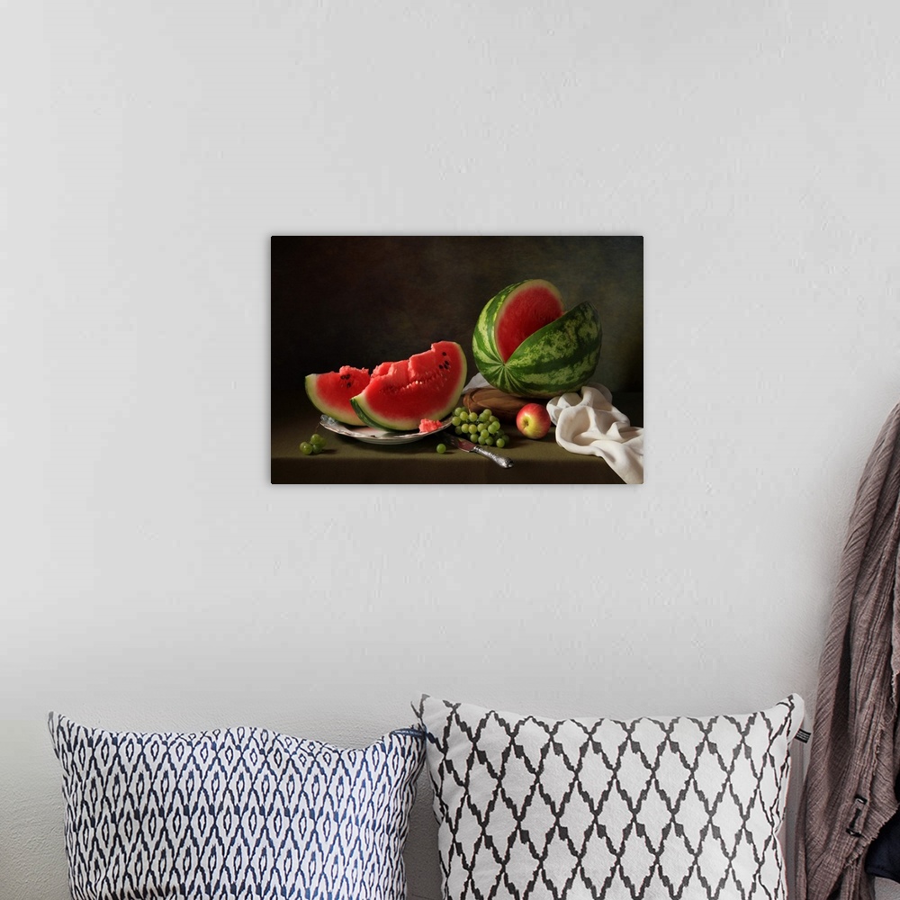 A bohemian room featuring Still Life With Watermelon and Grapes
