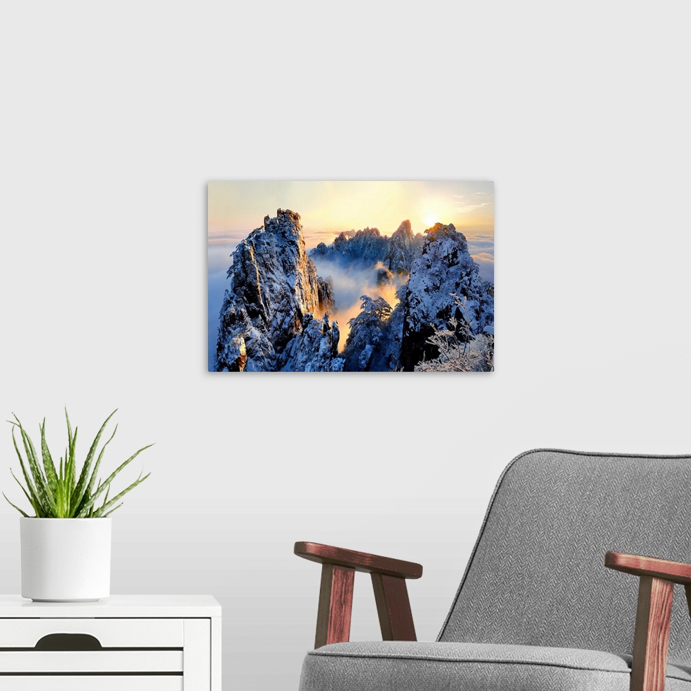 A modern room featuring Sunrise At Mt. Huang Shan