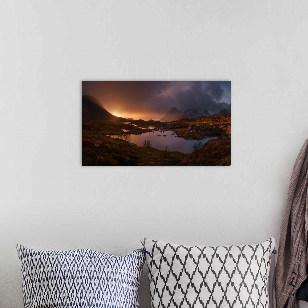 A bohemian room featuring Sunrise Over Lofoten