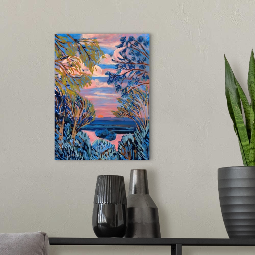 A modern room featuring Sunset Blues