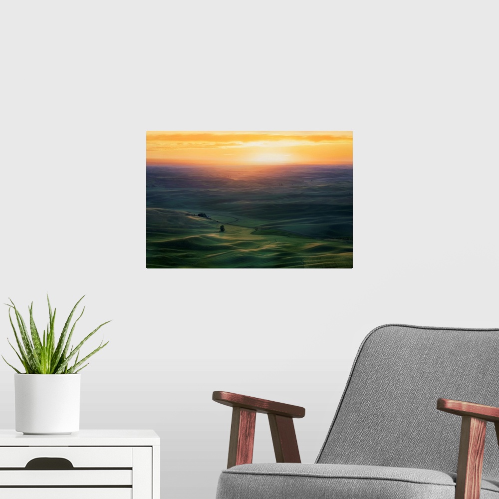 A modern room featuring Sunset Over Colfax