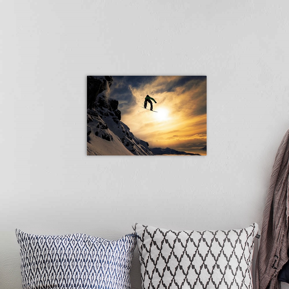 A bohemian room featuring Sunset Snowboarding
