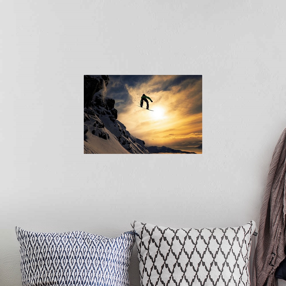 A bohemian room featuring Sunset Snowboarding