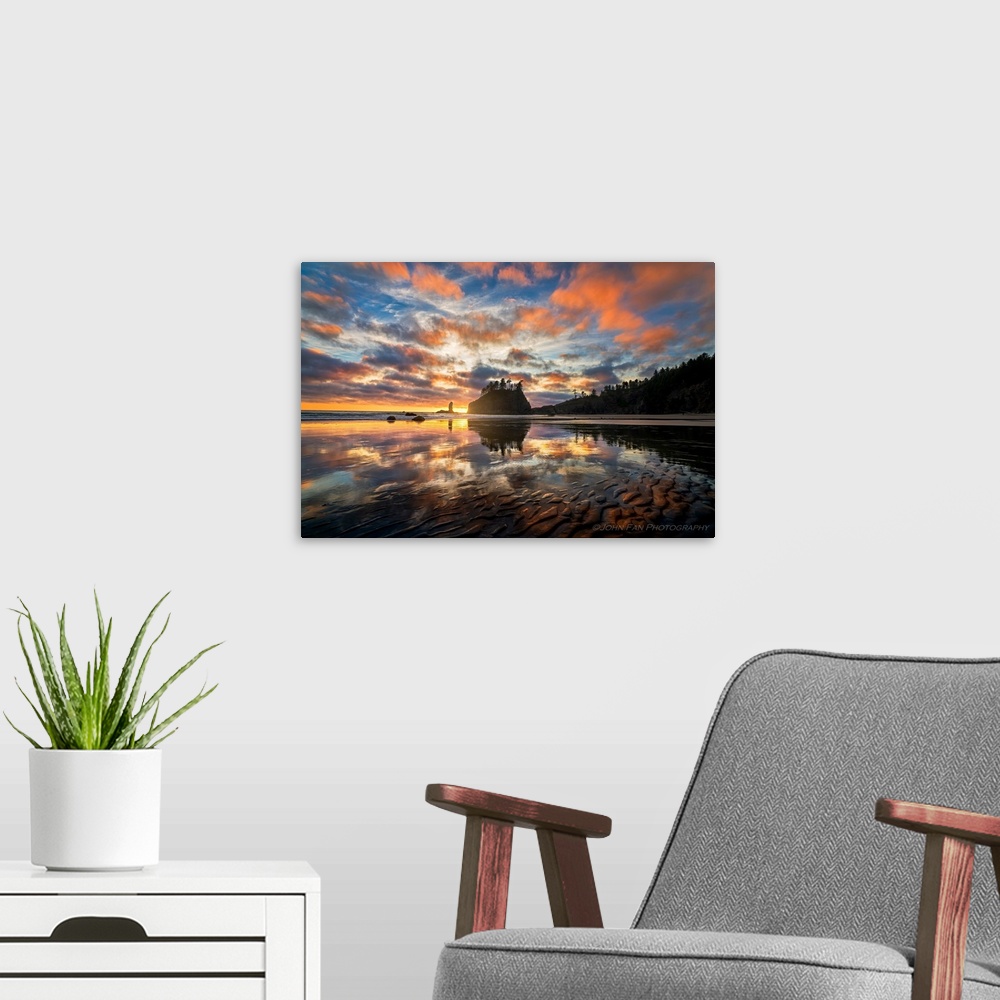 A modern room featuring Sunset Symphony