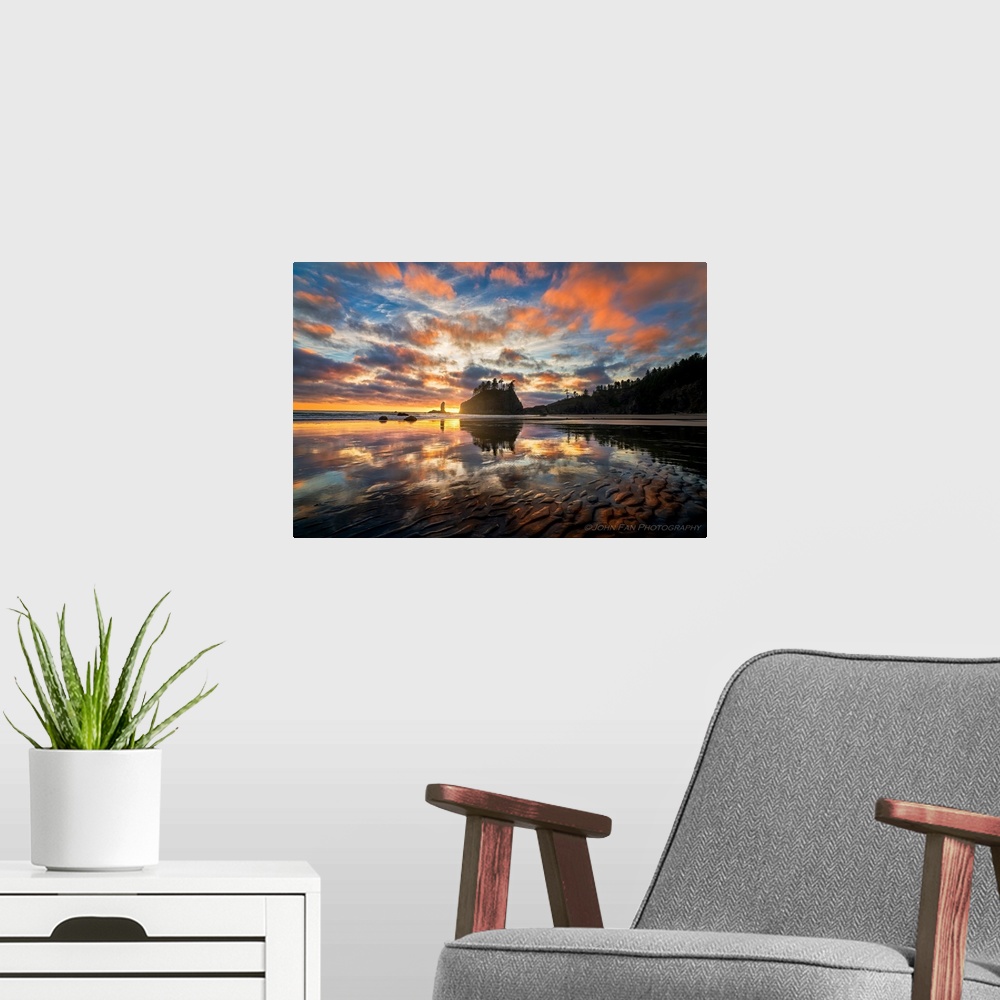 A modern room featuring Sunset Symphony