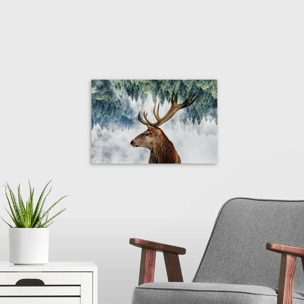 A modern room featuring The Deer And The Woods
