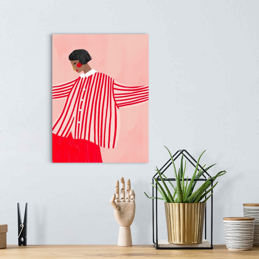 A bohemian room featuring The Woman With The Red Stripes