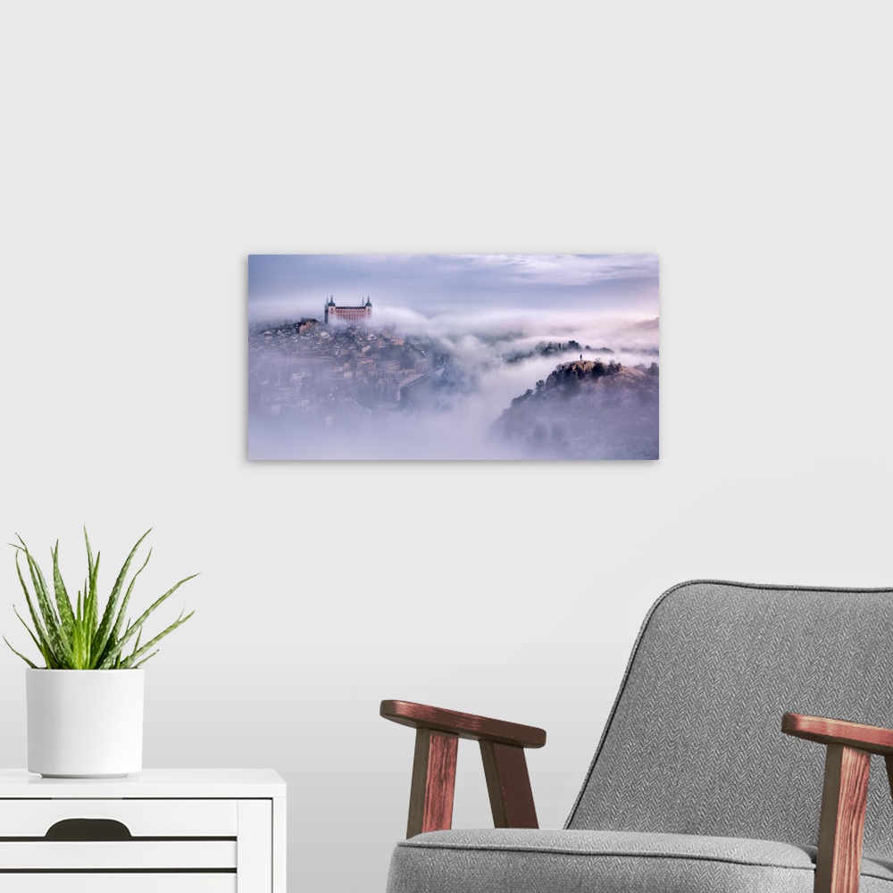 A modern room featuring Toledo City Foggy Morning