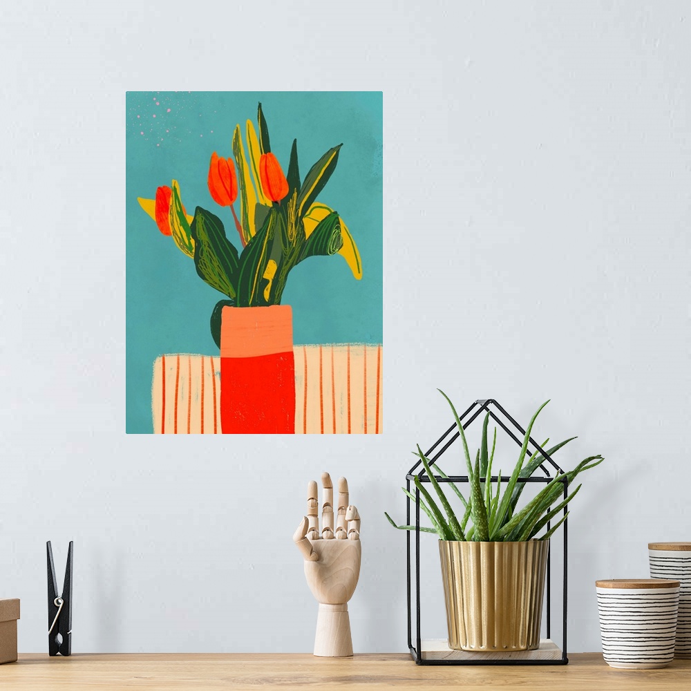 A bohemian room featuring Tulips