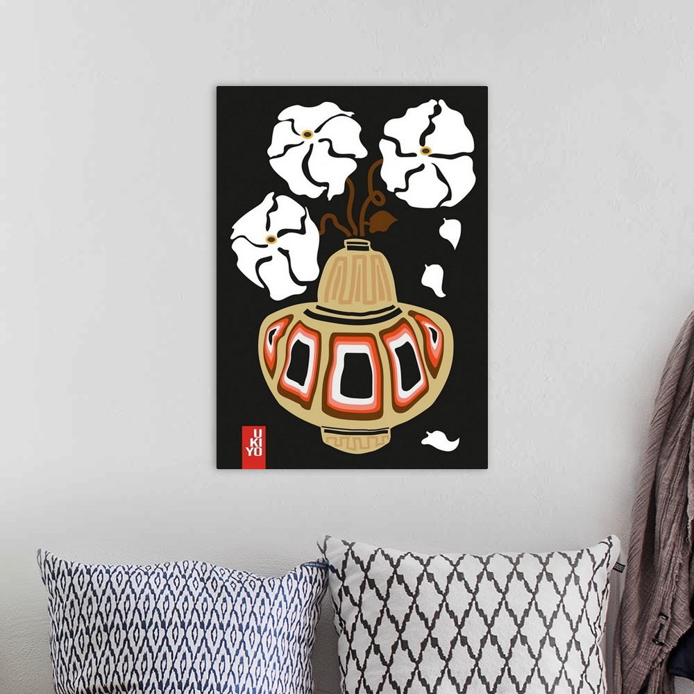 A bohemian room featuring Ukiyo Vase Flower Black
