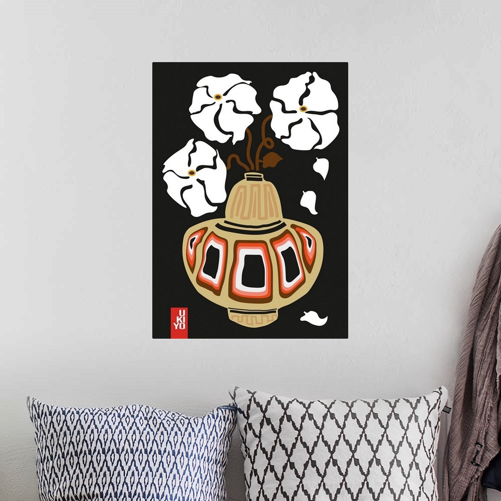 A bohemian room featuring Ukiyo Vase Flower Black