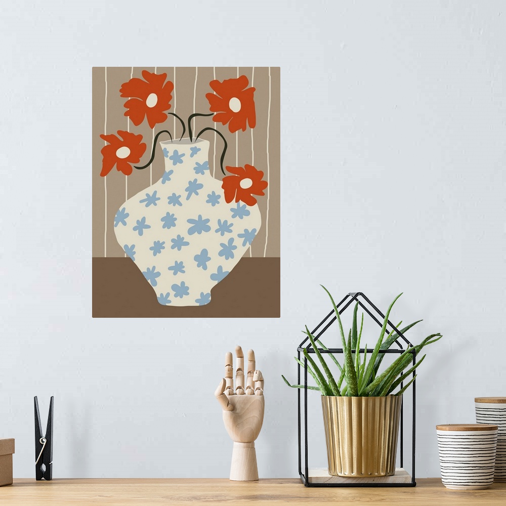 A bohemian room featuring Vintage Floral Pottery
