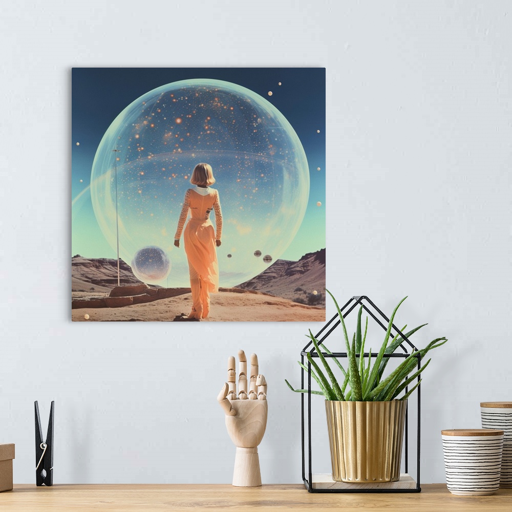 A bohemian room featuring Vintage Space Collage