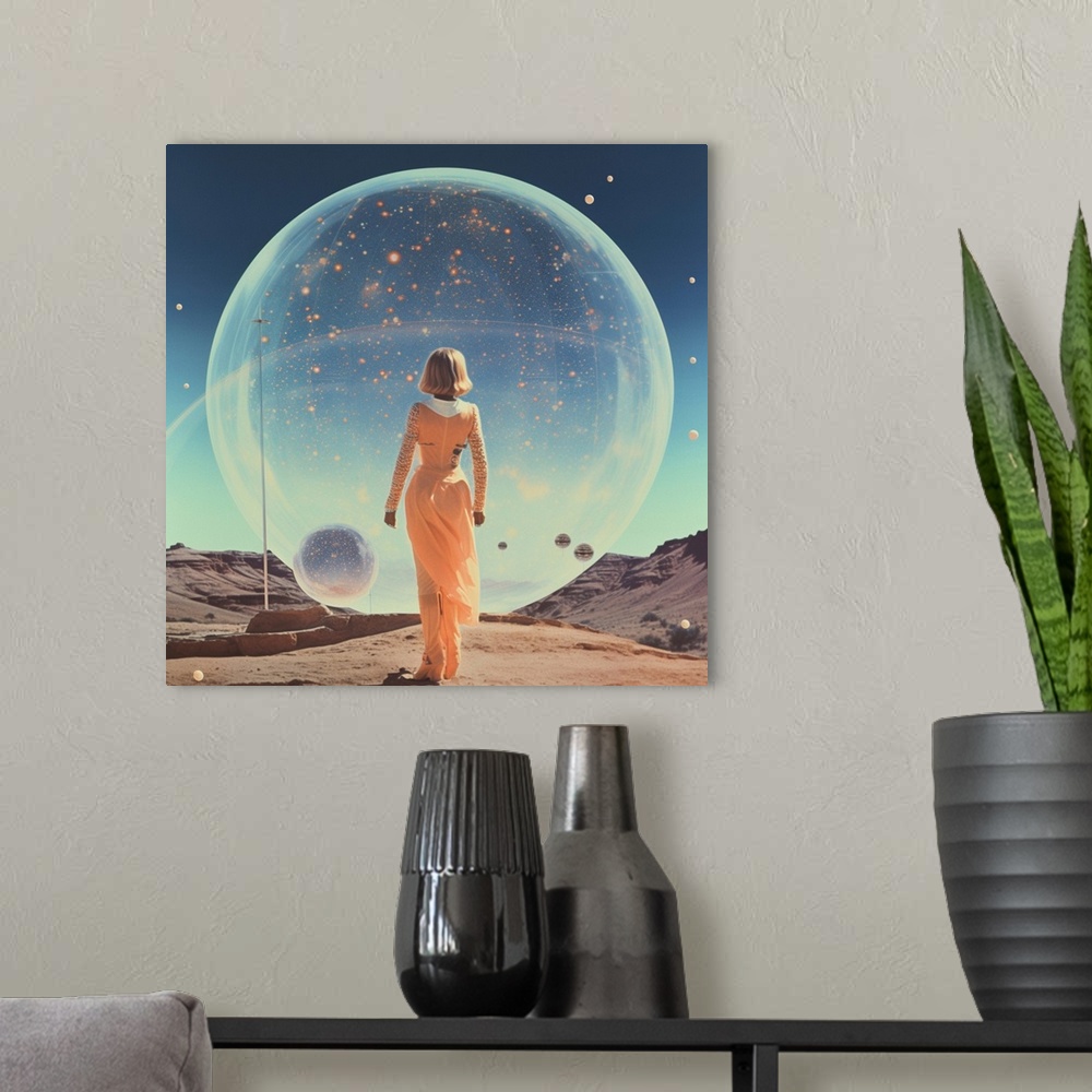 A modern room featuring Vintage Space Collage