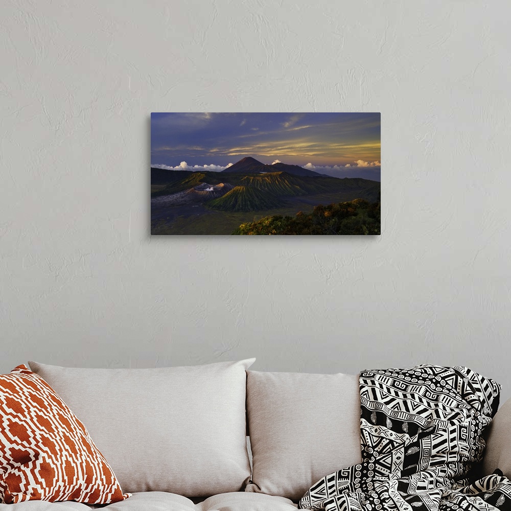 A bohemian room featuring Beautiful mountain landscape in Java, Indonesia, with Bromo volcano in the center.