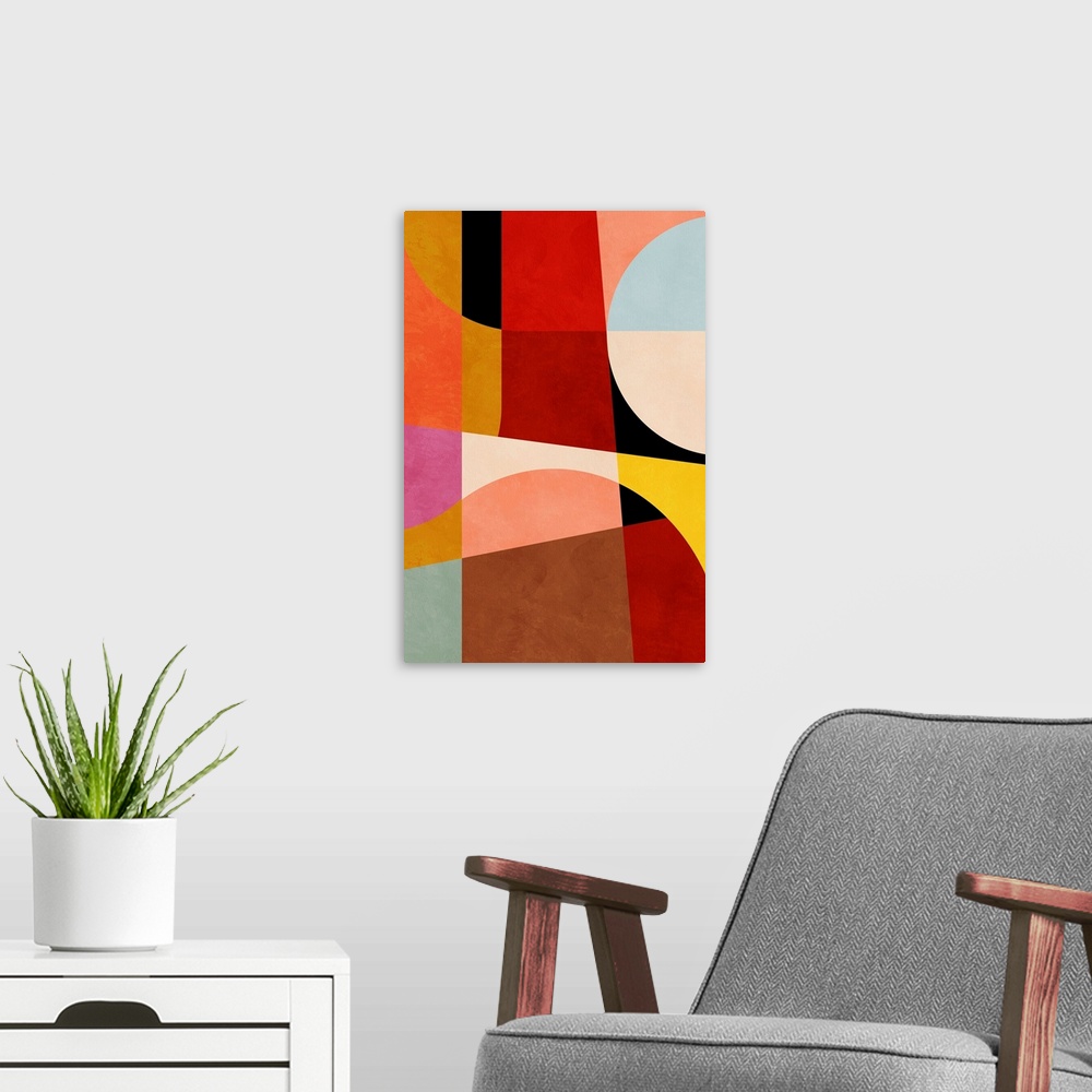 A modern room featuring Warm Colors Bauhaus Geometry 2