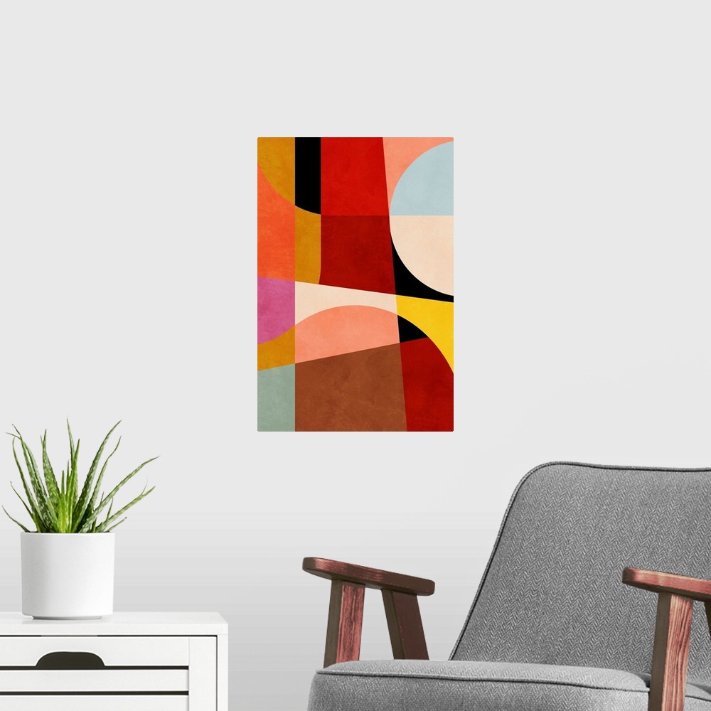 A modern room featuring Warm Colors Bauhaus Geometry 2