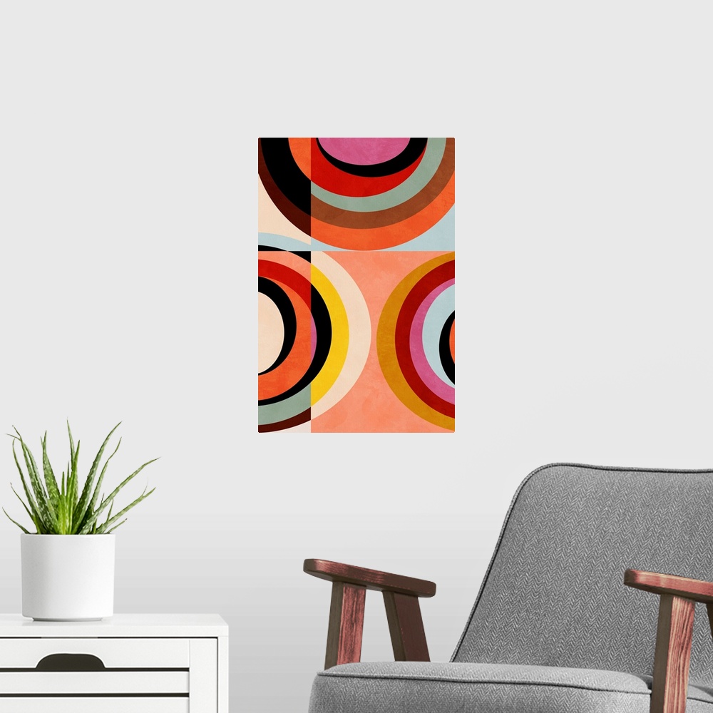 A modern room featuring Warm Colors Bauhaus Geometry 3