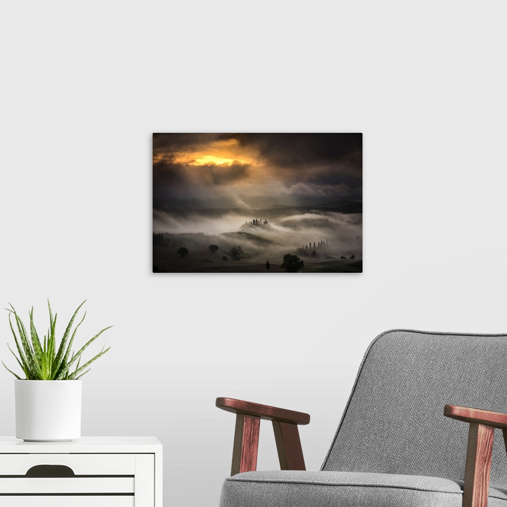 A modern room featuring Waves Of Fog