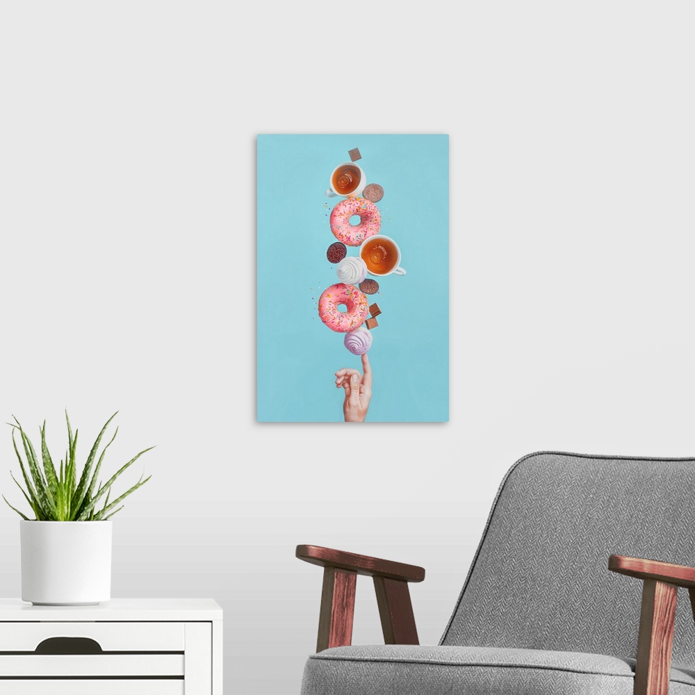 A modern room featuring Weekend Donuts