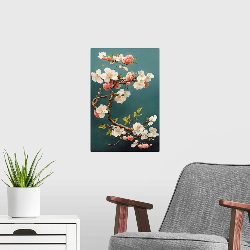 A modern room featuring White Cherry Blossoms