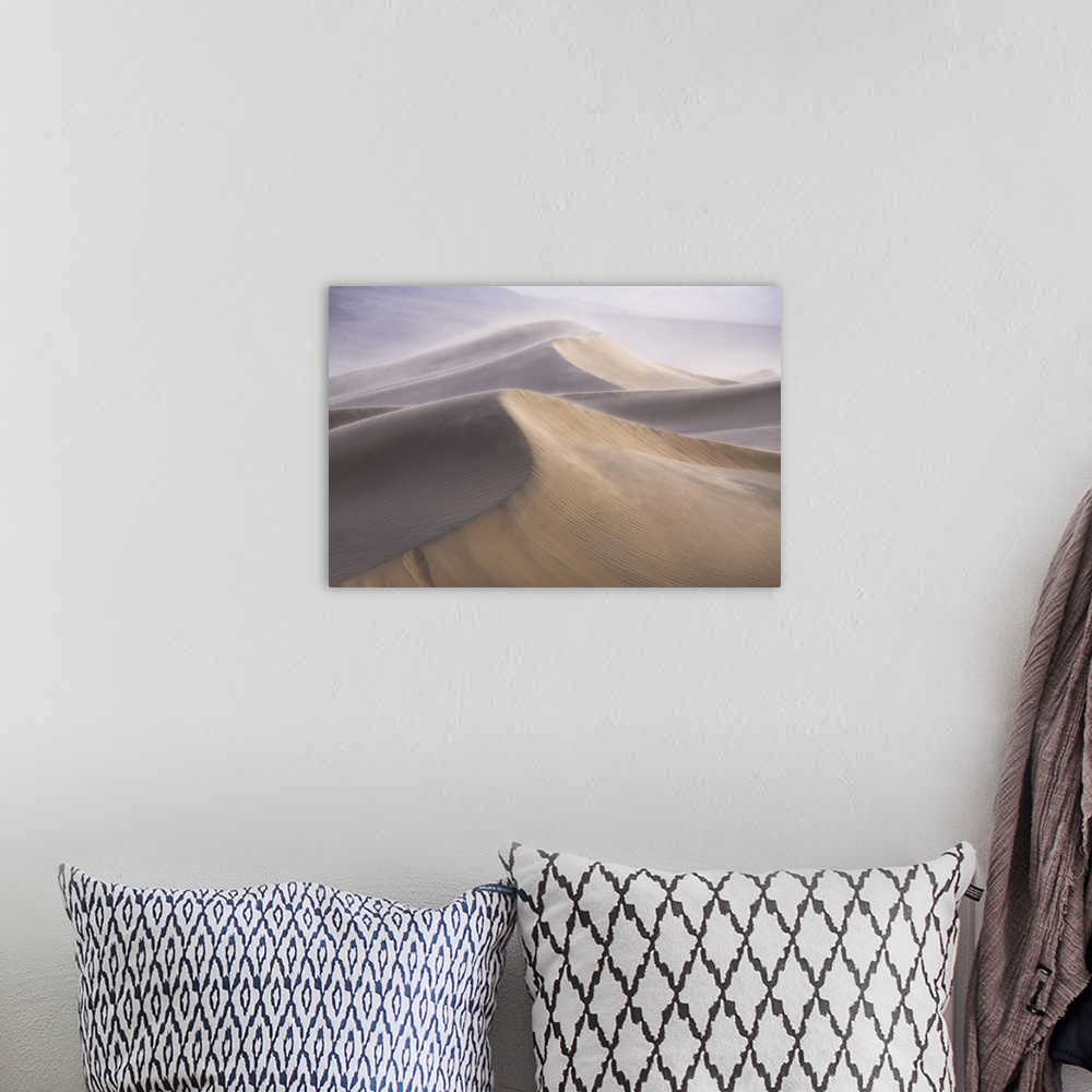 A bohemian room featuring Wind storm over the dunes, death valley, california