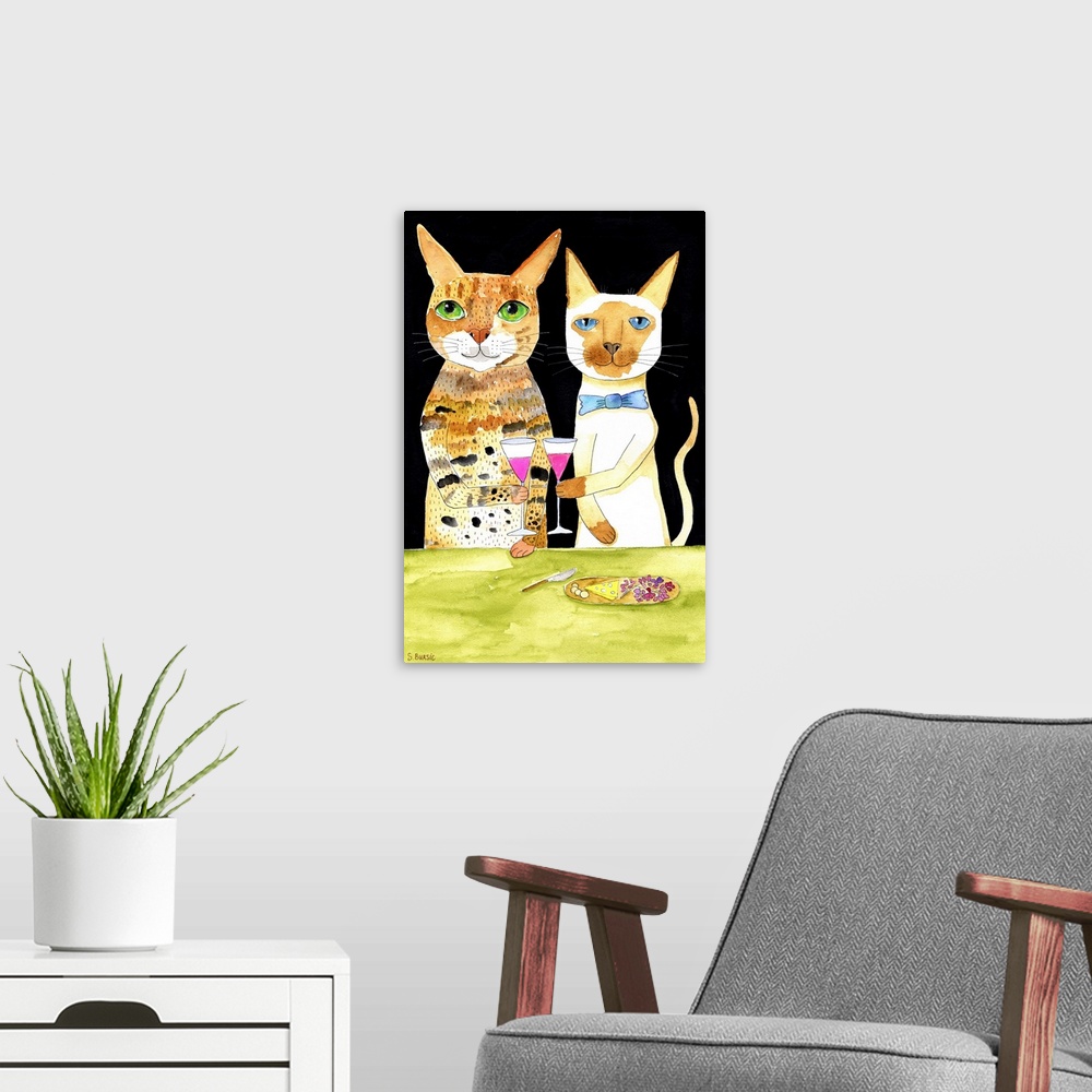 A modern room featuring Wine And Cheese Cats