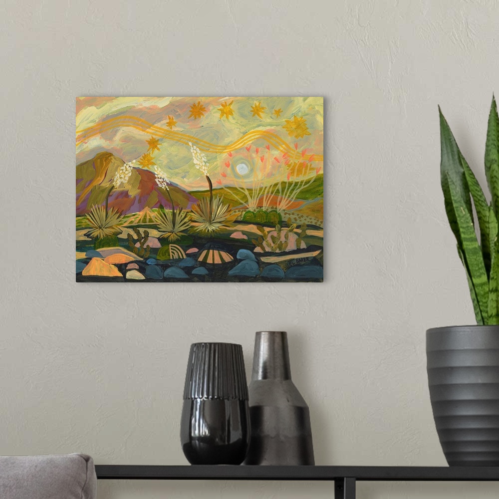 A modern room featuring Yellow Sky
